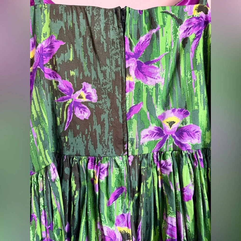 Pinup Couture Green and Purple Floral Dress - Picture 9 of 11